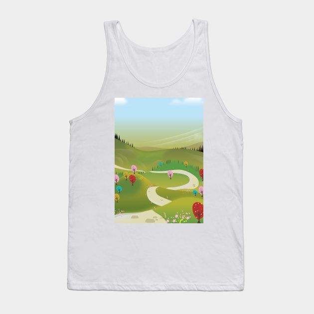 Cartoon road landscape Tank Top by nickemporium1